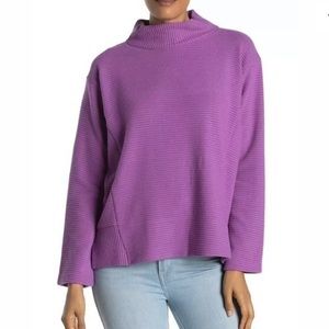 Melloday Ribbed Mock Neck Sweater Top Sweatshirt